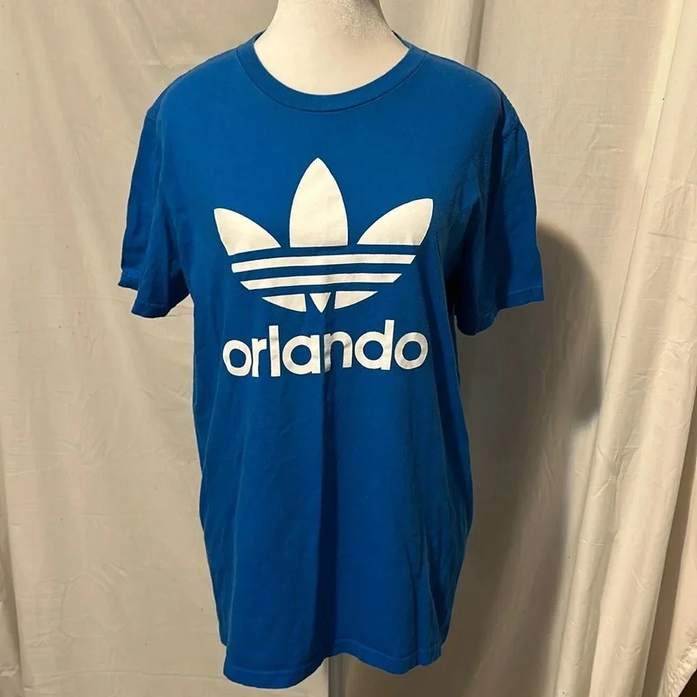 mens blue & white Adidas Orlando tshirt size medium